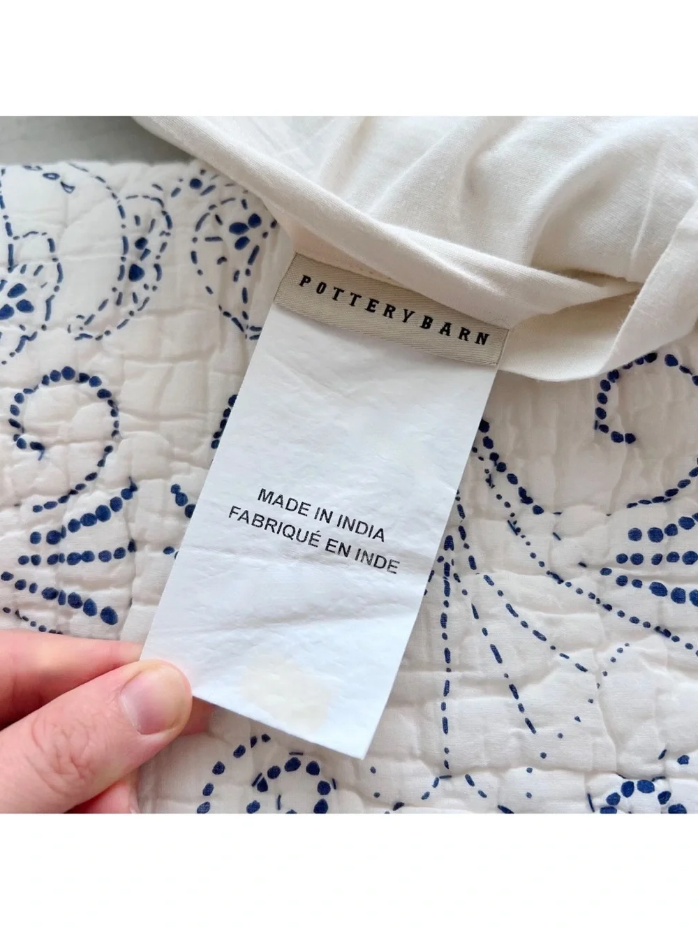 2 Pottery Barn Keller Stitch Quilted KING Pillow SHAMS White Blue Dot Scroll